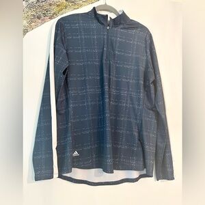 Adidas Primegreen navy and white half zip active long sleeve shirt L